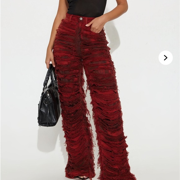 Stylish Red Distressed Pants - Picture 2 of 2